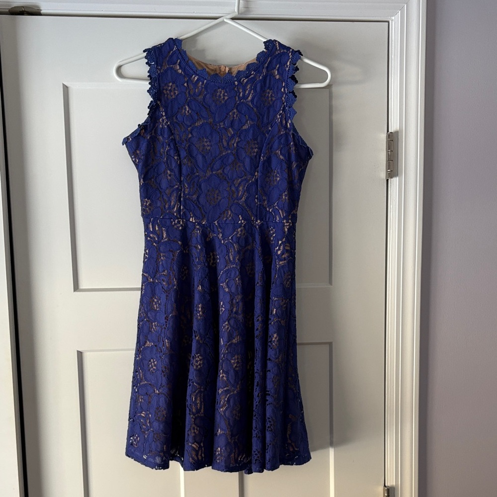 Girls Elegant Blue Lace Party Dress